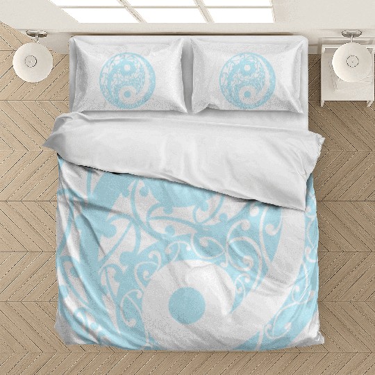 Yin And Yang In A Koru Pattern In A Light Blue Bedding Sets