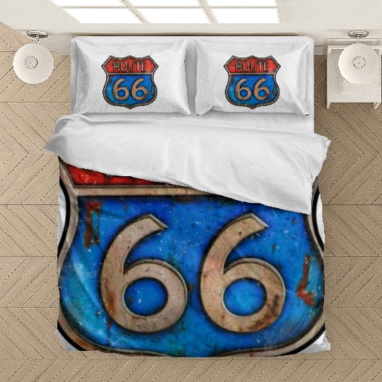 Route 66 vintage sign - Rusty metal Bedding Sets