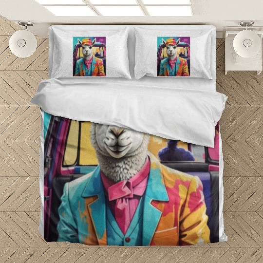 space design llama lover Bedding Sets