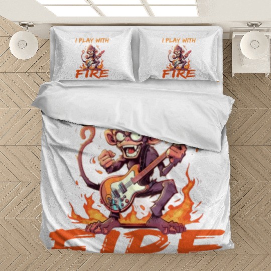 Monkey Chimpanzee Guitar I Play With Fire Bedding Sets