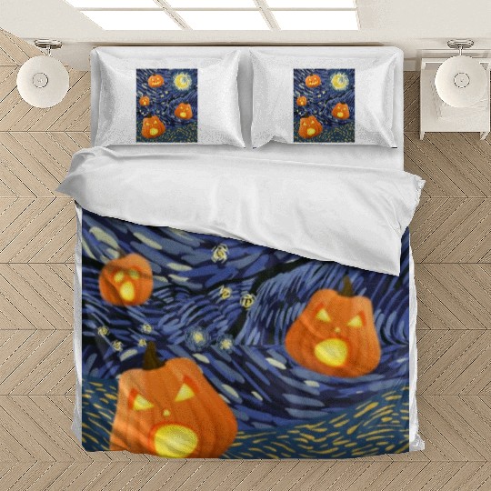 Starry Night with Pumpkins Funny Halloween Art Bedding Sets