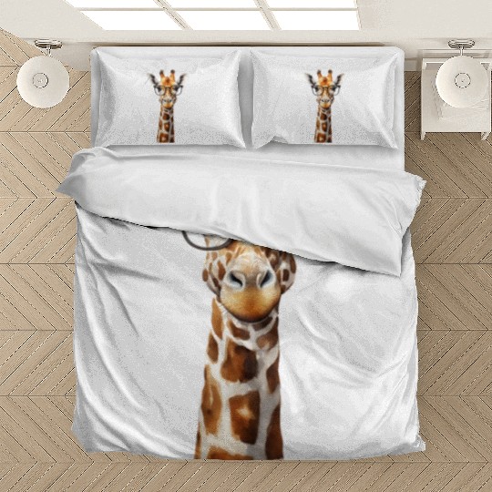 Funny giraffe with glasses Bedding Sets