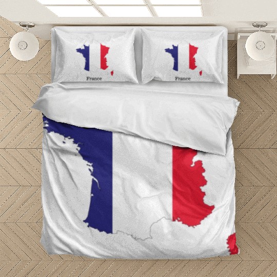 France Flag in Map Souvenir Design Bedding Sets