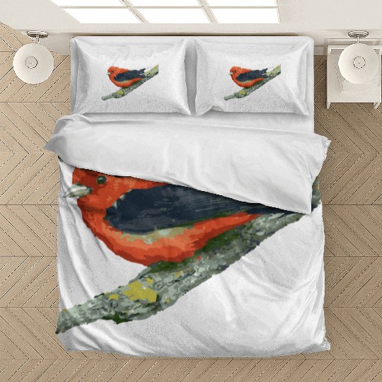 Red Bird watercolor effect Bedding Sets