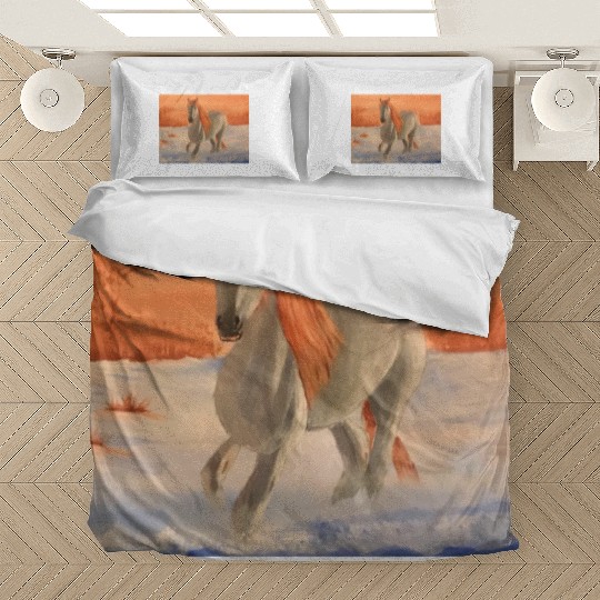 Horse running in the Snow Bedding Sets