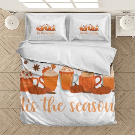 Tis The Season Pumpkin Spice Fall Autumn Season Bedding Sets