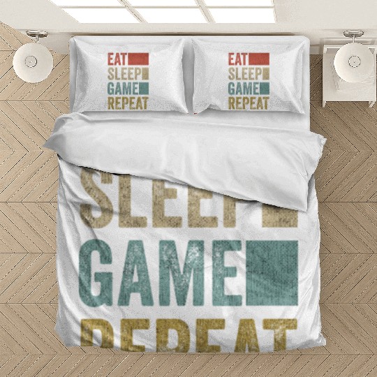 Vintage Retro Gamer Accessory Eat Sleep Game Bedding Sets