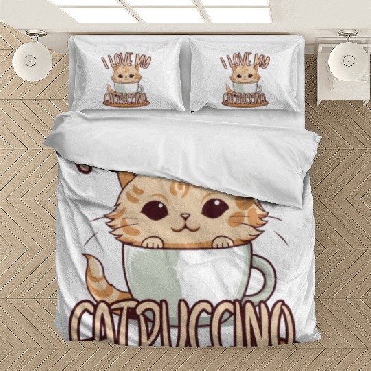i love my catpuccino - Coffee lover Bedding Sets