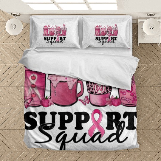 breast cancer coffee support squad Bedding Sets