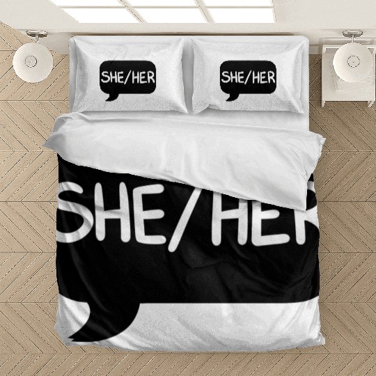 Sheher Pronoun Bubble Black Bedding Sets