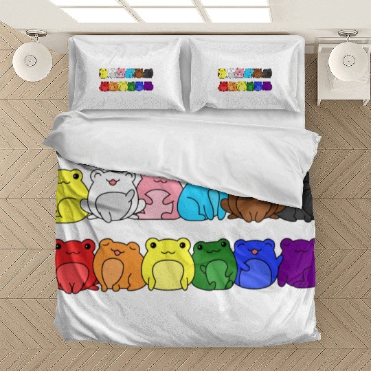 Pride Progress Flag Frog Design for Equality Bedding Sets