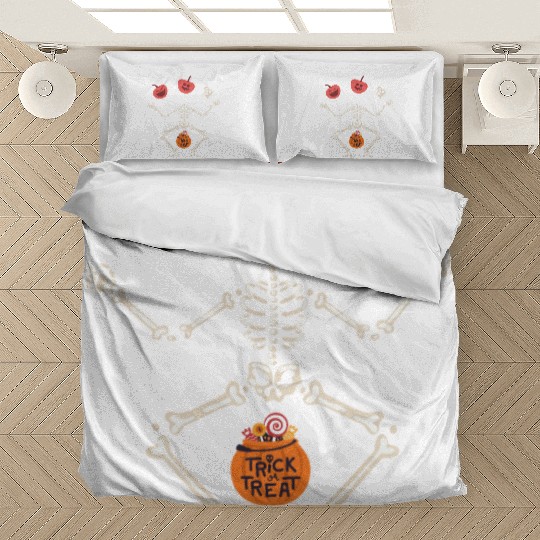 Trick Or Treat Funny Skeleton Pumpkins Halloween Bedding Sets