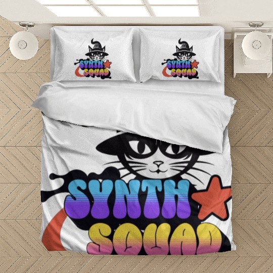 Cool Cat A Retro Synth Squad Adventure in Yellow Bedding Sets