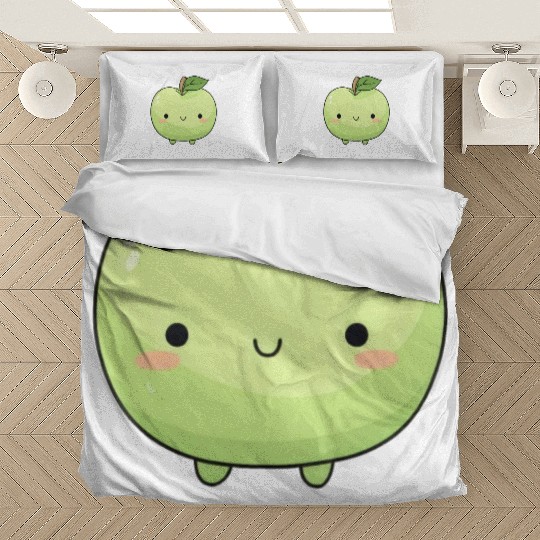 Cute Apple Green Orchard Picking Kawaii Fruit Bedding Sets