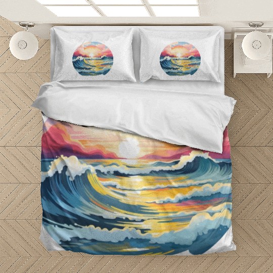 Beautiful Pink Sea And Cloud Landscape Bedding Sets