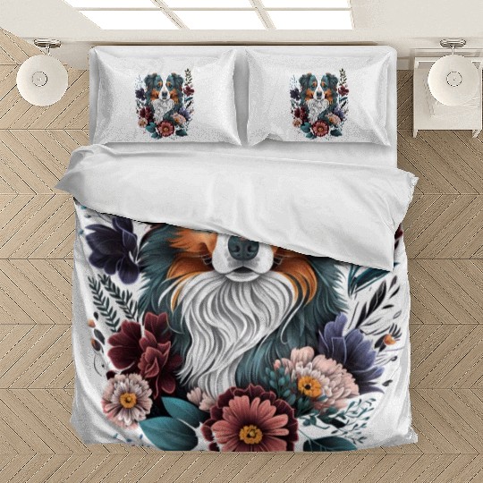 Australian Shepherd Floral Aussie Flower Cute Bedding Sets