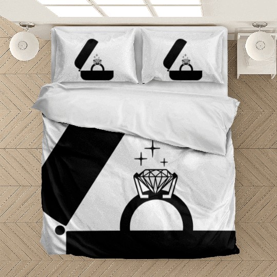 Jeweler's wedding ring with a large diamond in box Bedding Sets