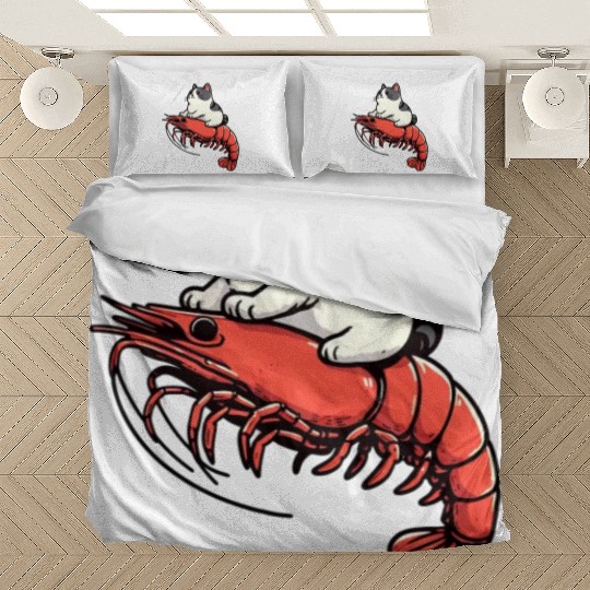 Cat rides shrimp Bedding Sets