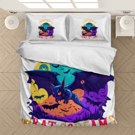 Moonbeams And Bat Screams Funny Cute Halloween Bedding Sets