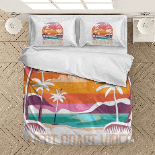 Tranquil beach at sunset West Coast Vibes Bedding Sets