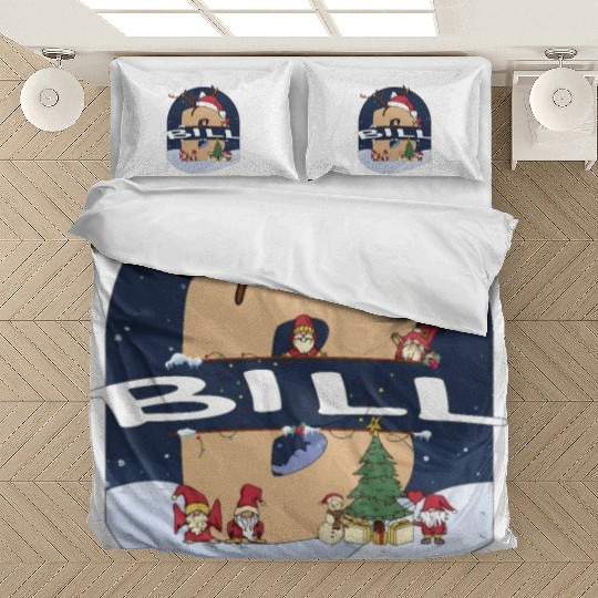 Awesome Bill Name w Santa Hat in Xmas Theme Bedding Sets