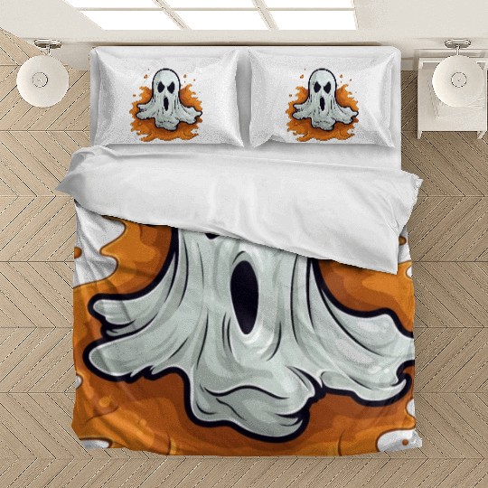 Funny Halloween Pumpkin With Cute Ghost Bedding Sets