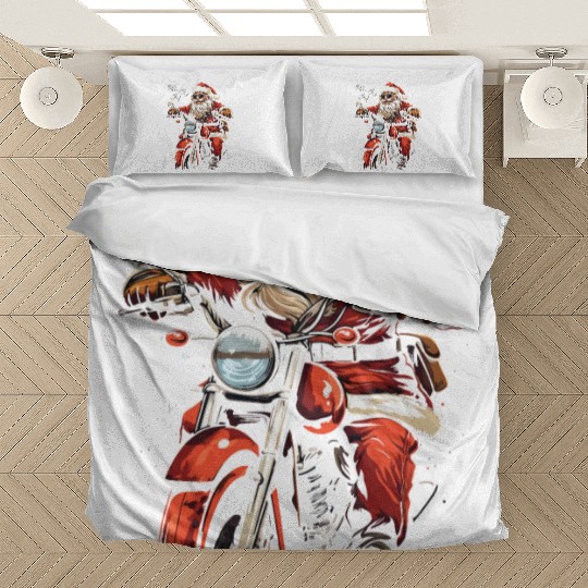 Motorcyclist Santa Claus Motorcycle Christmas Bedding Sets