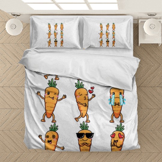 Carrot Emoticon Vegetable Vegan Vegetarian Bedding Sets