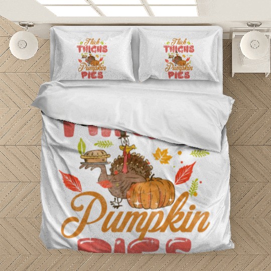 Thanksgiving Thick Thighs Pumpkin Pies Orange Bedding Sets