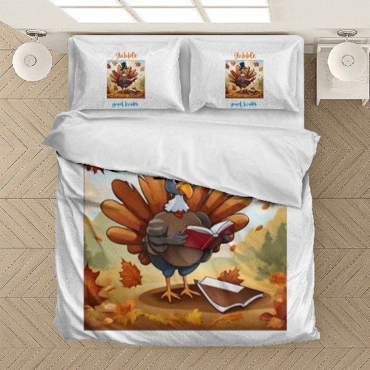 Gobble Good Book Thanksgiving Library Turkey Fall Bedding Sets