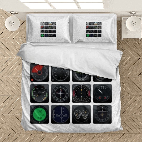 Airline Aircraft Airplane Instruments Indicators Bedding Sets