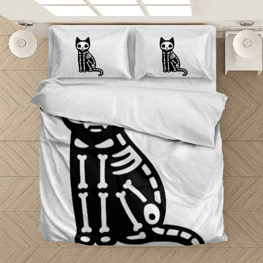 Skeleton Cat Halloween Bedding Sets