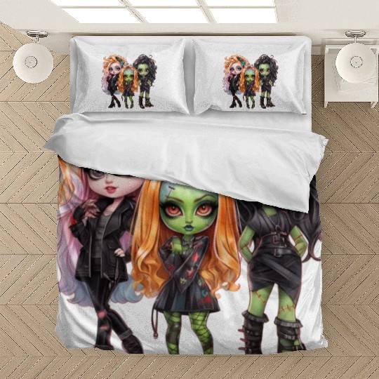 Gothic Trio: Green-Skinned Beauties Bedding Sets