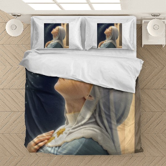 Virgin Mother Mary Praying on a Starry Night Bedding Sets