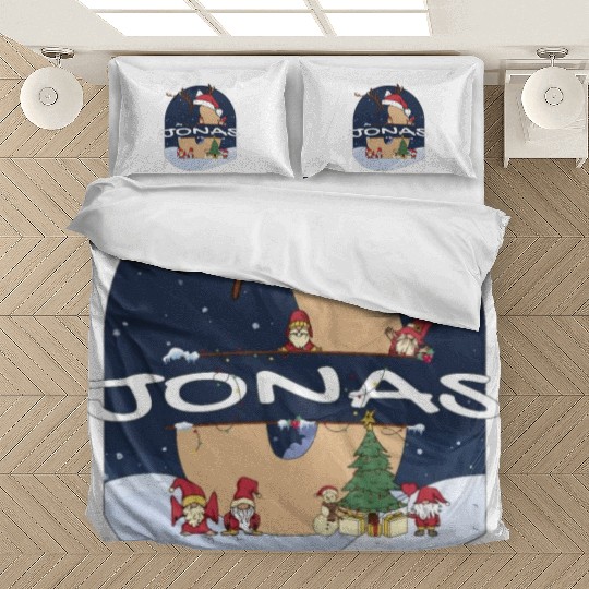 Awesome Jonas Name w Santa Hat in Xmas Theme Bedding Sets