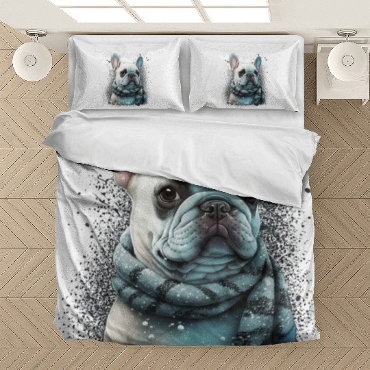French Bulldog | Winter Snow Christmas Cute Bedding Sets