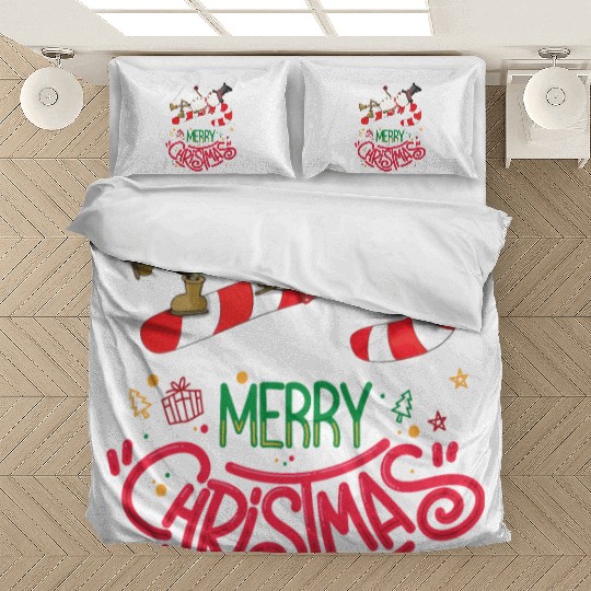 Merry Christmas Snowman, Lying On Candy Cane Bedding Sets