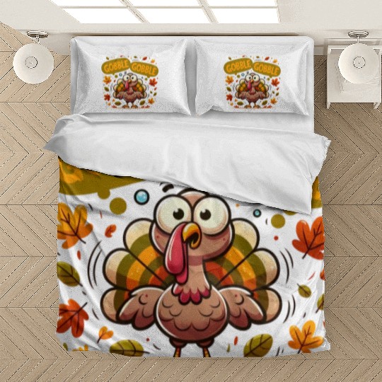 Fun Turkey Gobble Gobble for a Joyful Thanksgiving Bedding Sets