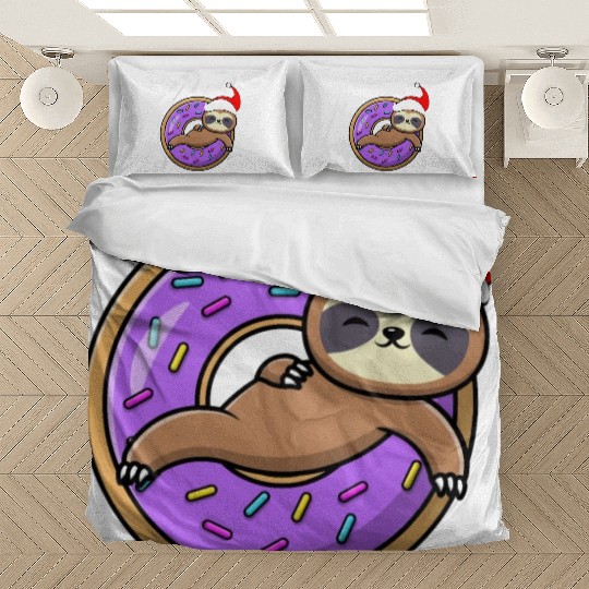 Sloth and Donut Christmas Bedding Sets