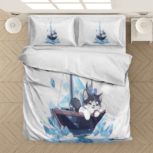 Ice Sailing Cat Kitten Ice Sailor Ice Boating Bedding Sets