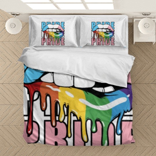 Transgender LGBTQ Flag Dripping Lips Rainbow Pride Bedding Sets
