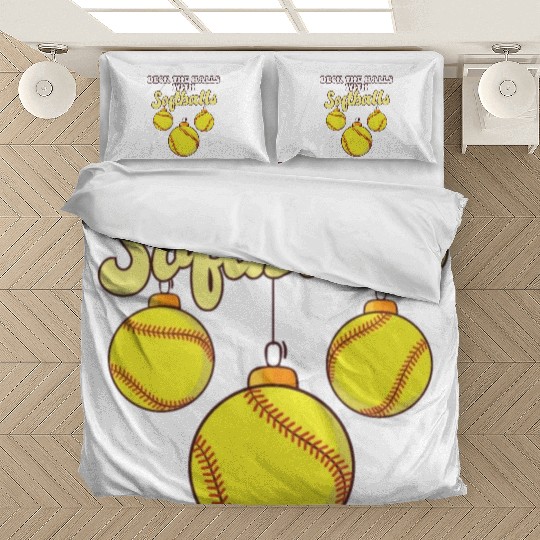 Softball Player Catcher Christmas Balls Deck The Bedding Sets