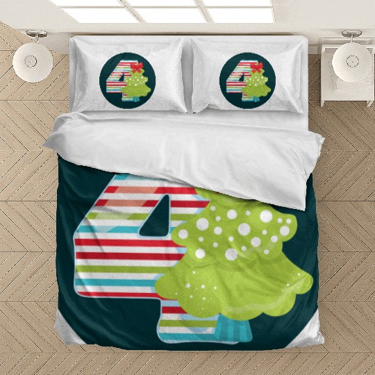 4th Christmas Tree Present - Number Four Bedding Sets