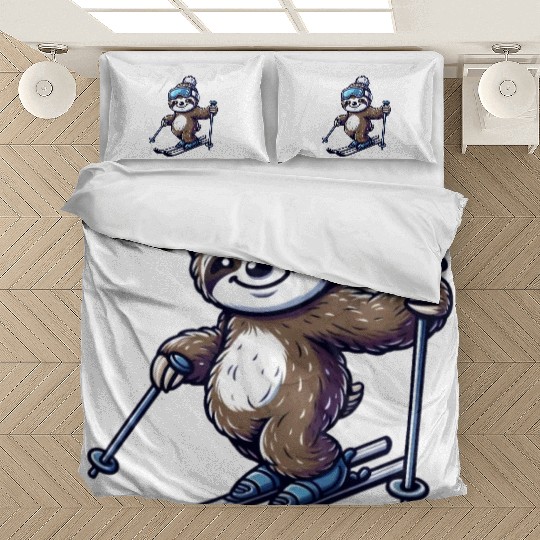 Relaxed Sloth Skier – Winter Fun on the Slopes Bedding Sets
