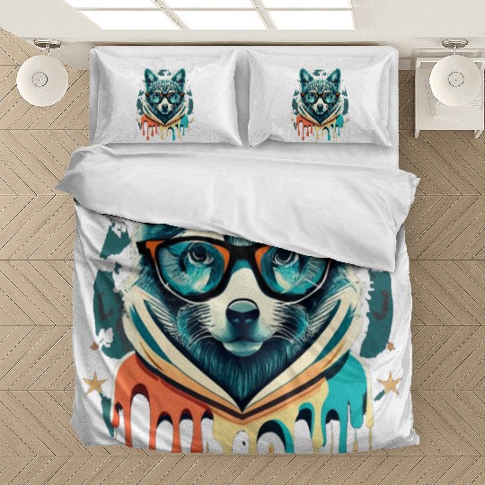 Hipster Wolf Drip Bedding Sets