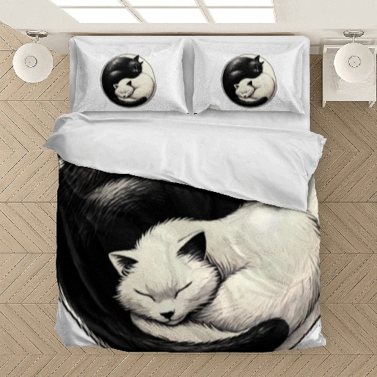 Yin and yang cats sleeping Bedding Sets
