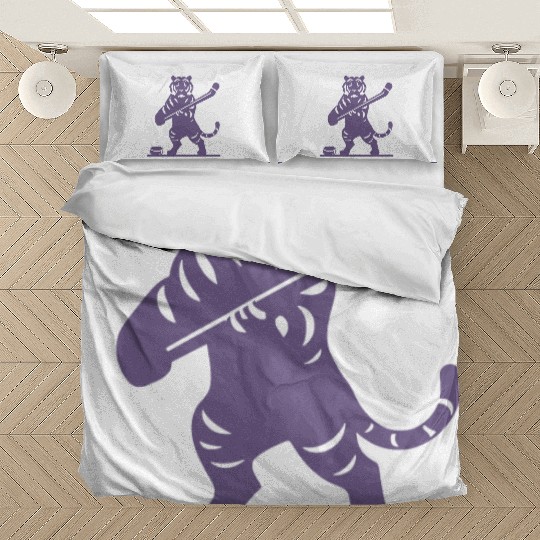 Tiger Hockey Player Silhouette Bedding Sets
