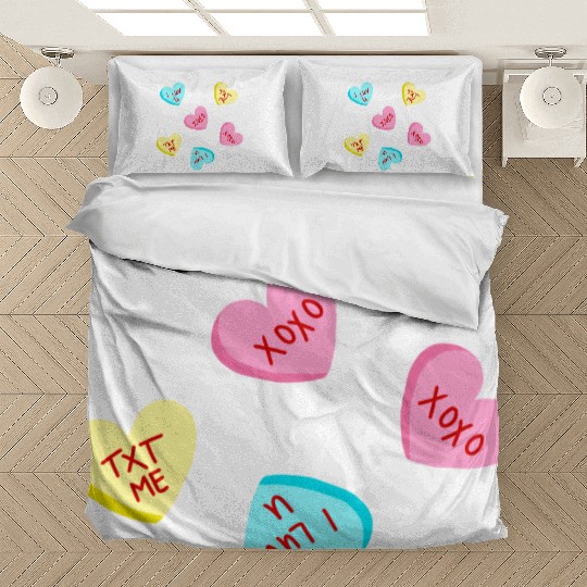 Sweet Candy Hearts Valentines Day Bedding Sets
