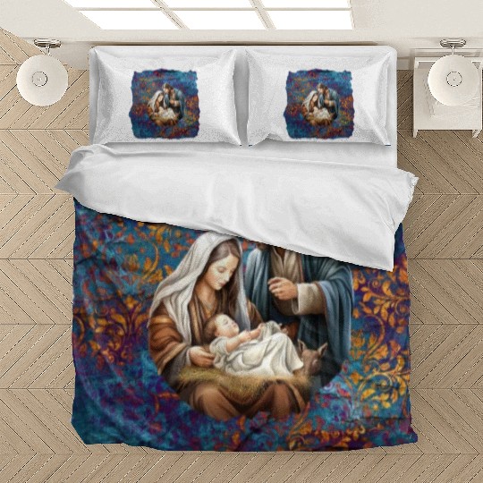 Nativity scene with Mary Joseph Baby Jesus Bedding Sets