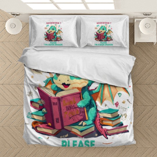 bookworm Please I'm A Book Dragon, Unisex graphic Bedding Sets